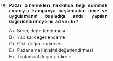 Marka İletişim Kampanyaları 2013 - 2014 Dönem Sonu Sınavı 19.Soru