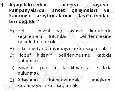 Marka İletişim Kampanyaları 2013 - 2014 Dönem Sonu Sınavı 4.Soru