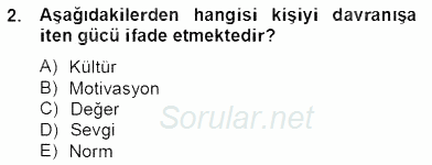 Organizasyonlarda Davranış 2013 - 2014 Tek Ders Sınavı 2.Soru