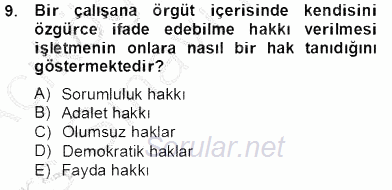 Organizasyonlarda Davranış 2013 - 2014 Tek Ders Sınavı 9.Soru