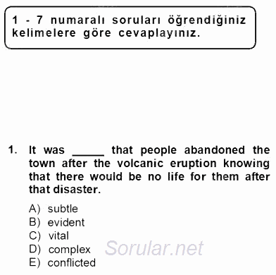 Okuma Ve Yazma Becerileri 2 2012 - 2013 Dönem Sonu Sınavı 1.Soru