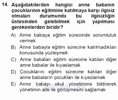 Davranış Ve Öğrenme Sorunu Olan Çocukların Eğitimi 2012 - 2013 Ara Sınavı 14.Soru