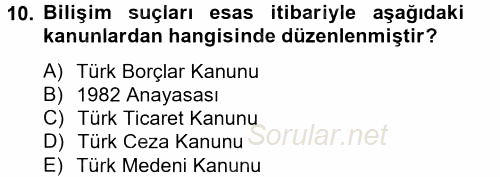 Temel Bilgi Teknolojileri 2 2014 - 2015 Tek Ders Sınavı 10.Soru