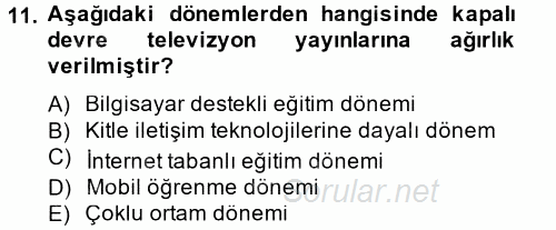 Temel Bilgi Teknolojileri 2 2014 - 2015 Tek Ders Sınavı 11.Soru