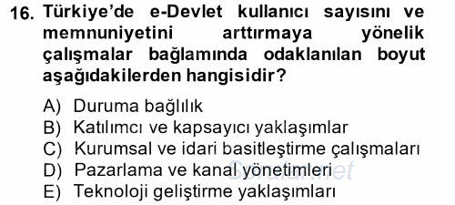 Temel Bilgi Teknolojileri 2 2014 - 2015 Tek Ders Sınavı 16.Soru
