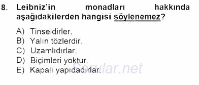 Moders Felsefe 1 2012 - 2013 Dönem Sonu Sınavı 8.Soru