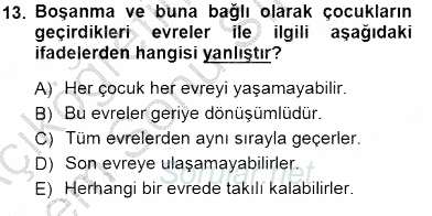 Çocuk Ruh Sağlığı 2012 - 2013 Dönem Sonu Sınavı 13.Soru