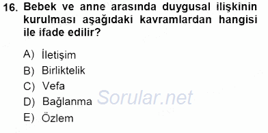 Çocuk Ruh Sağlığı 2012 - 2013 Dönem Sonu Sınavı 16.Soru