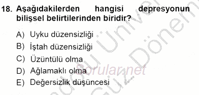 Çocuk Ruh Sağlığı 2012 - 2013 Dönem Sonu Sınavı 18.Soru