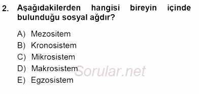 Çocuk Ruh Sağlığı 2012 - 2013 Dönem Sonu Sınavı 2.Soru