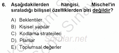 Çocuk Ruh Sağlığı 2012 - 2013 Dönem Sonu Sınavı 6.Soru