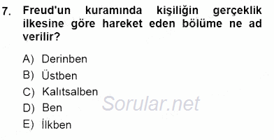 Çocuk Ruh Sağlığı 2012 - 2013 Dönem Sonu Sınavı 7.Soru