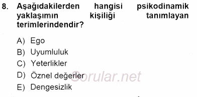 Çocuk Ruh Sağlığı 2012 - 2013 Dönem Sonu Sınavı 8.Soru