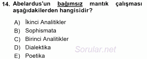 Mantığın Gelişimi 2015 - 2016 Dönem Sonu Sınavı 14.Soru