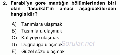 Mantığın Gelişimi 2015 - 2016 Dönem Sonu Sınavı 2.Soru