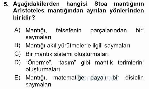 Mantığın Gelişimi 2015 - 2016 Dönem Sonu Sınavı 5.Soru