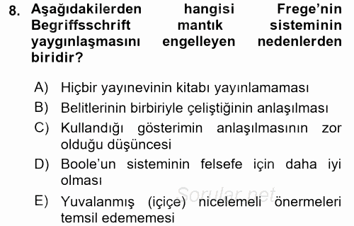 Mantığın Gelişimi 2015 - 2016 Dönem Sonu Sınavı 8.Soru