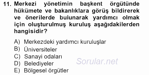 Sosyal Hizmet Yönetimi 2012 - 2013 Dönem Sonu Sınavı 11.Soru