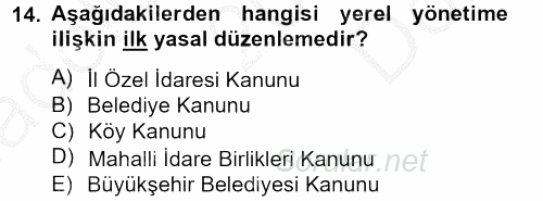 Sosyal Hizmet Yönetimi 2012 - 2013 Dönem Sonu Sınavı 14.Soru