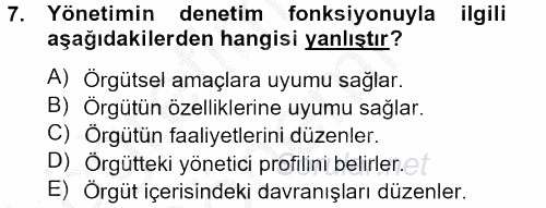Sosyal Hizmet Yönetimi 2012 - 2013 Dönem Sonu Sınavı 7.Soru