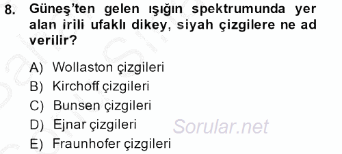 Bilim ve Teknoloji Tarihi 2013 - 2014 Dönem Sonu Sınavı 8.Soru