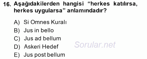 Uluslararası Hukuk 2 2013 - 2014 Ara Sınavı 16.Soru