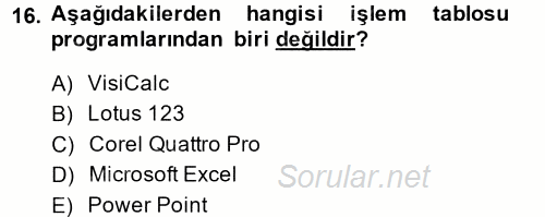Dış Ticarette Bilgisayar Uygulamaları 2013 - 2014 Ara Sınavı 16.Soru
