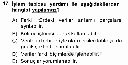 Dış Ticarette Bilgisayar Uygulamaları 2013 - 2014 Ara Sınavı 17.Soru