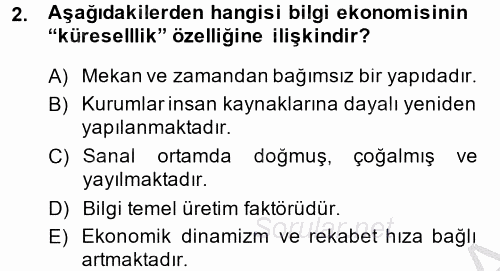 Dış Ticarette Bilgisayar Uygulamaları 2013 - 2014 Ara Sınavı 2.Soru