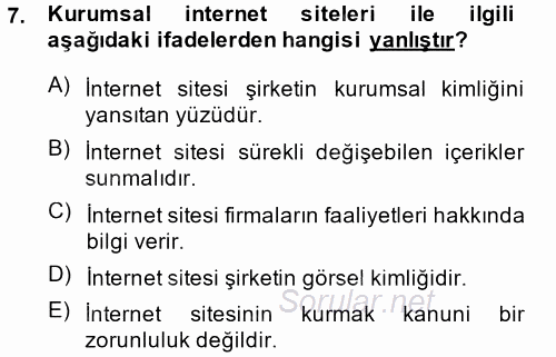 Dış Ticarette Bilgisayar Uygulamaları 2013 - 2014 Ara Sınavı 7.Soru