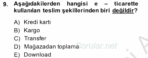 Dış Ticarette Bilgisayar Uygulamaları 2013 - 2014 Ara Sınavı 9.Soru