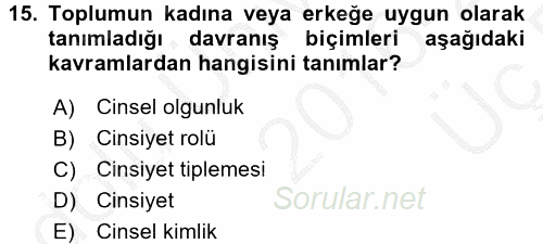 Çocuk Gelişimi 2016 - 2017 3 Ders Sınavı 15.Soru