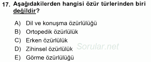 Temel Sağlık Hizmetleri 2017 - 2018 Dönem Sonu Sınavı 17.Soru