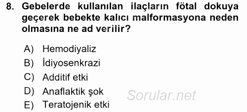 Temel Sağlık Hizmetleri 2017 - 2018 Dönem Sonu Sınavı 8.Soru