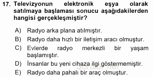 Görsel Kültür 2017 - 2018 Dönem Sonu Sınavı 17.Soru