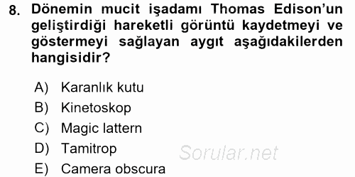 Görsel Kültür 2017 - 2018 Dönem Sonu Sınavı 8.Soru