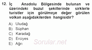 Turizm Coğrafyası 2012 - 2013 Dönem Sonu Sınavı 12.Soru