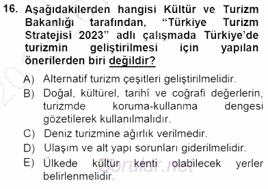 Turizm Coğrafyası 2012 - 2013 Dönem Sonu Sınavı 16.Soru