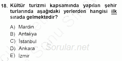 Turizm Coğrafyası 2012 - 2013 Dönem Sonu Sınavı 18.Soru