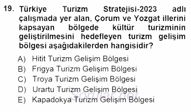 Turizm Coğrafyası 2012 - 2013 Dönem Sonu Sınavı 19.Soru