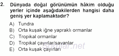 Turizm Coğrafyası 2012 - 2013 Dönem Sonu Sınavı 2.Soru