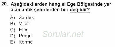 Turizm Coğrafyası 2012 - 2013 Dönem Sonu Sınavı 20.Soru