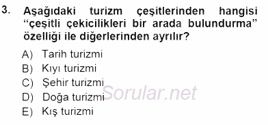 Turizm Coğrafyası 2012 - 2013 Dönem Sonu Sınavı 3.Soru