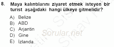 Turizm Coğrafyası 2012 - 2013 Dönem Sonu Sınavı 8.Soru