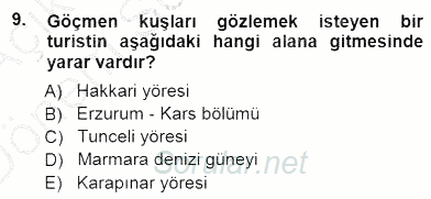 Turizm Coğrafyası 2012 - 2013 Dönem Sonu Sınavı 9.Soru