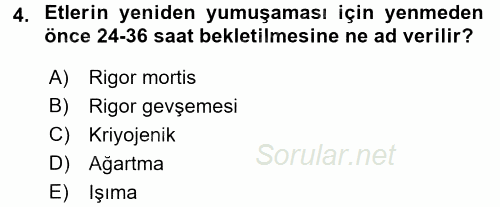 Yiyecek Üretim Temelleri 2016 - 2017 3 Ders Sınavı 4.Soru