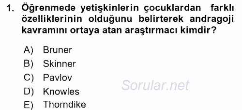 İşletmelerde Eğitim ve Geliştirme 2017 - 2018 Ara Sınavı 1.Soru
