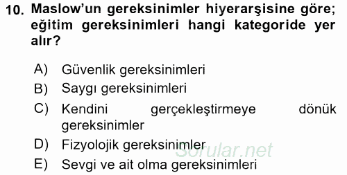 İşletmelerde Eğitim ve Geliştirme 2017 - 2018 Ara Sınavı 10.Soru