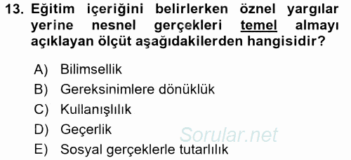 İşletmelerde Eğitim ve Geliştirme 2017 - 2018 Ara Sınavı 13.Soru