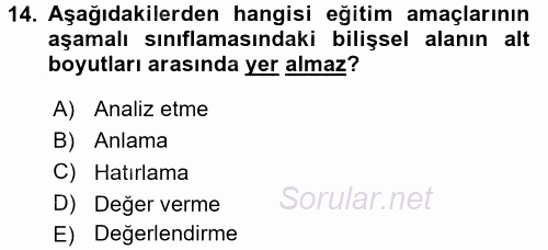 İşletmelerde Eğitim ve Geliştirme 2017 - 2018 Ara Sınavı 14.Soru